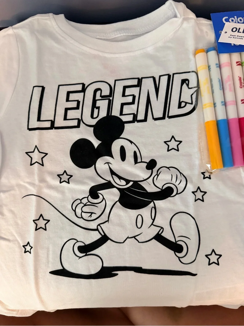 Old Navy Kids Color Me Tee with Mickey Graphic includes Fabric Markers